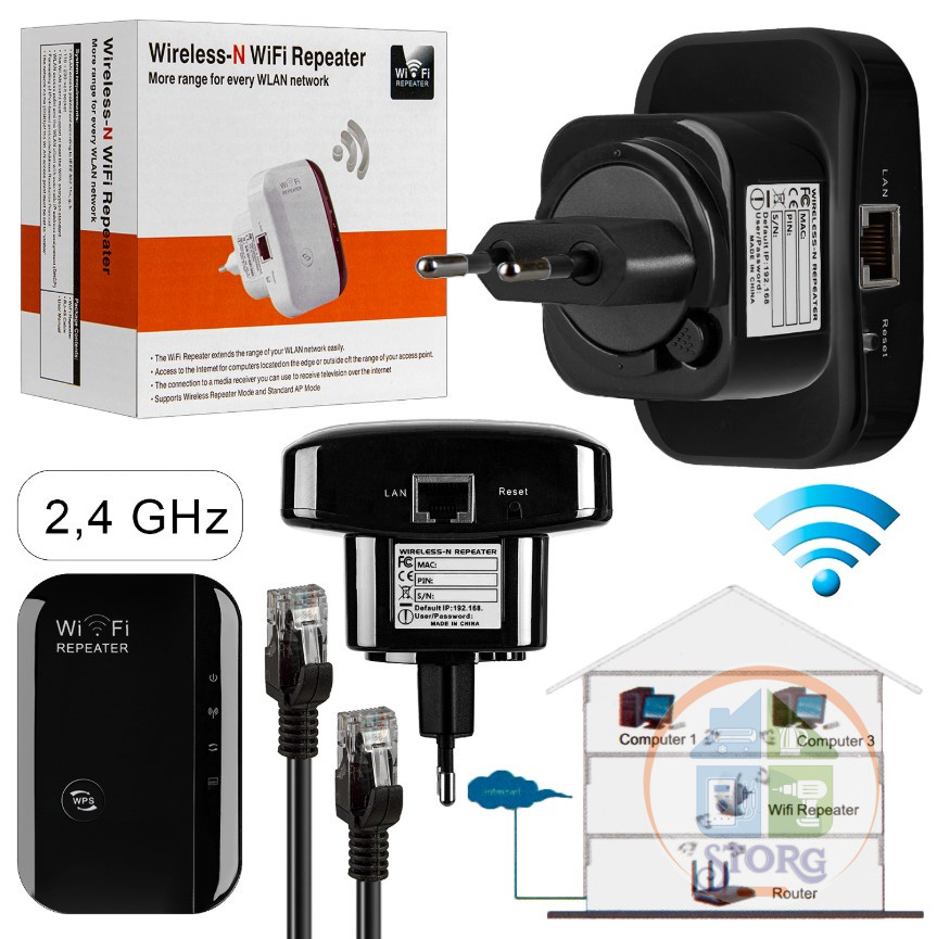 WiFi Усилитель (Repeater) LV-WR03Q  220V 300 Мбит/с 802.11B Black