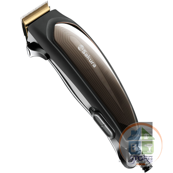 Машинка для стрижки SAKURA SA-5105BK Premium питание от сети 220 В,  титановое лезвие, 4 насадки для длины волос: 3 мм, 6 мм, 9 мм, 12 мм, прорезиненное покрытие корпуса. Комплектация: расческа, масло для смазки