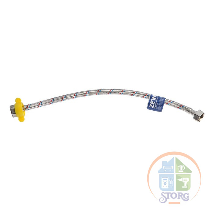 Подводка гибкая для воды ZEIN, 1/2", гайка-гайка, 40 см, с ключом для монтажа 6947369