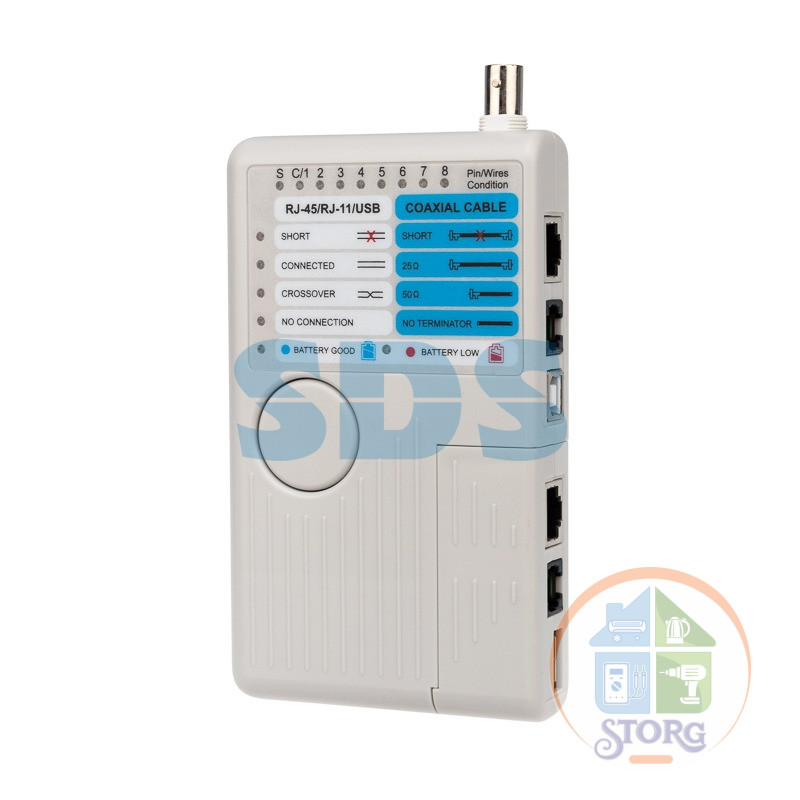 Тестер Кабеля "универсальный 5 в 1"  RJ-45+RJ-11/RJ-12+1394+USB+BNC  (3468)  REXANT