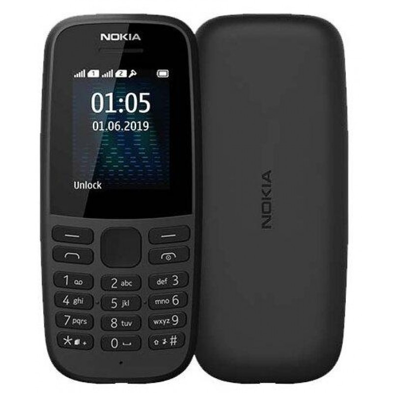 Мобильный телефон Nokia 105 DS (TA-1174) Black, 2Sim, 1,77" (120х160), 800мАч, 119х50х14,4мм, фонари