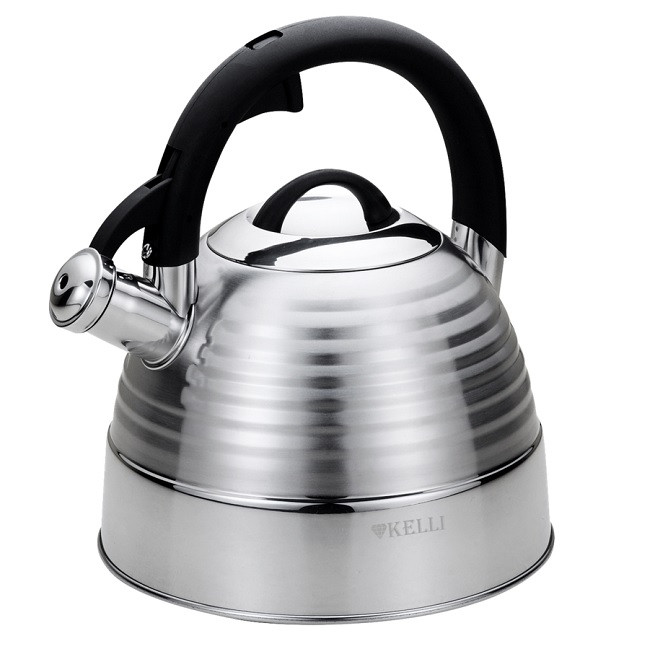 Чайник металлический со свистком на плиту KELLI KL-4506 ( 3.0л, нержавеющая сталь )