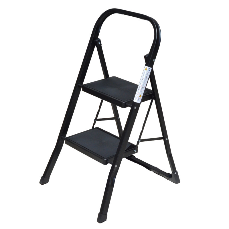 Стремянка стальная с широкими ступенями SARAYLI черная 2 ст