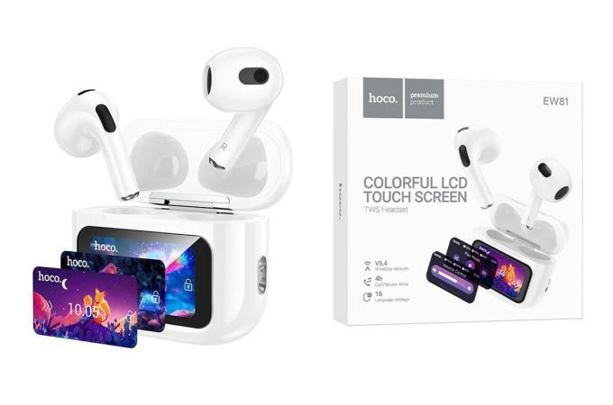 Беспроводные Bluetooth-наушники HOCO EW81 Elegant true wireless touch screen BT headset (белый) Беспроводные Bluetooth-наушники HOCO EW81 Elegant true wireless touch screen BT headset (белый)