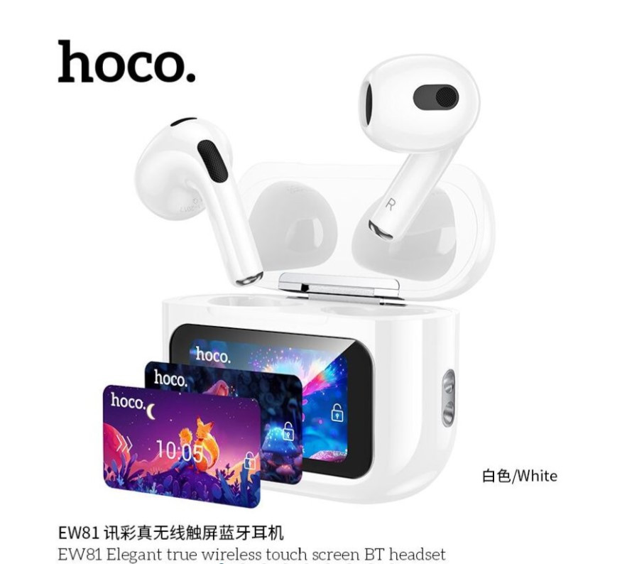 Беспроводные Bluetooth-наушники HOCO EW81 Elegant true wireless touch screen BT headset (белый) Беспроводные Bluetooth-наушники HOCO EW81 Elegant true wireless touch screen BT headset (белый)