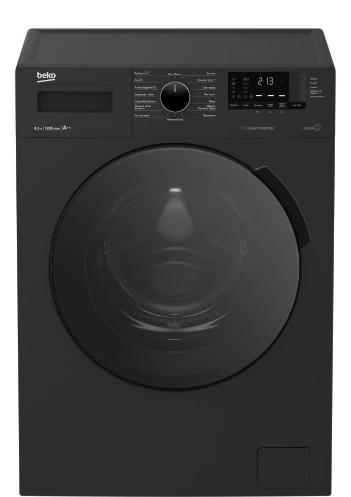 Стиральная машина Beko WSPE 6H612A, Антрацит, 6.5кг, инверт. мотор, 15 реж., 84х60х44