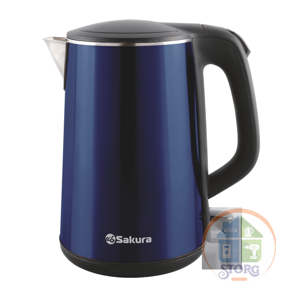 Чайник электрический SAKURA SA-2156MBL (Черный/Синий; Объем 1.8л; Мощность 1800Вт; Нерж.сталь; Диск)