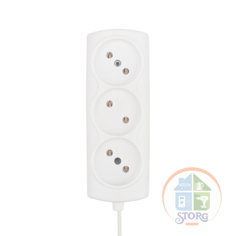 Сетевой удлинитель PROconnect STANDARD, 3 гнезда, 1.5м, 2х0.75мм, б/з, белый
