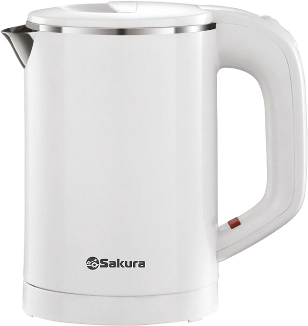 Чайник электрический SAKURA SA-2158W (Белый; Мощность 1000Вт; Объем 0.6л; Нерж.сталь/Пластик; Диск)