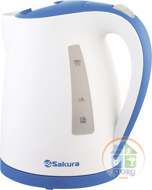 Чайник электрический SAKURA SA-2346WBL (Белый/Синий; Объем 1.7л;Мощность 2200Вт;Пластиковый;Подсвет)