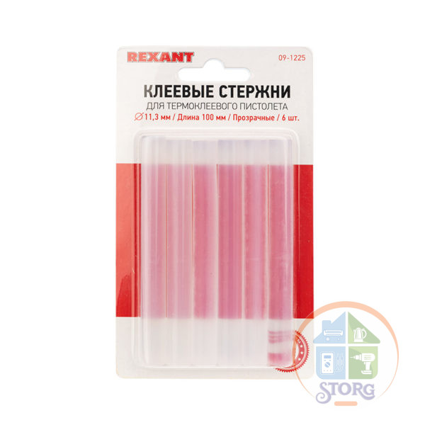 Клеевые стержни REXANT, O11 мм, 100 мм, прозрачные, 6 шт., блистер     Новинка!