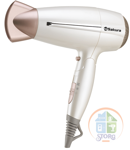 АКЦИЯ! Фен для волос SAKURA SA-4042W, 2000-2200Вт, 3 темп. нагрева, 2 скорости