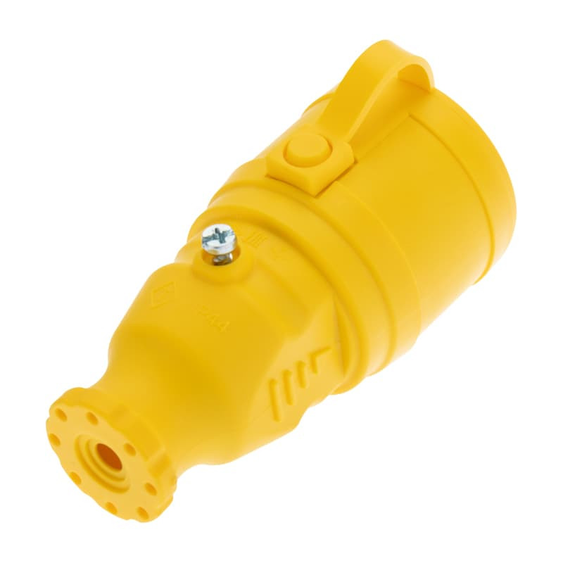 Розетка переносная влагозащищенная REXANT с крышкой 1 гнездо, с/з, 16А, IP54, каучук, желтый