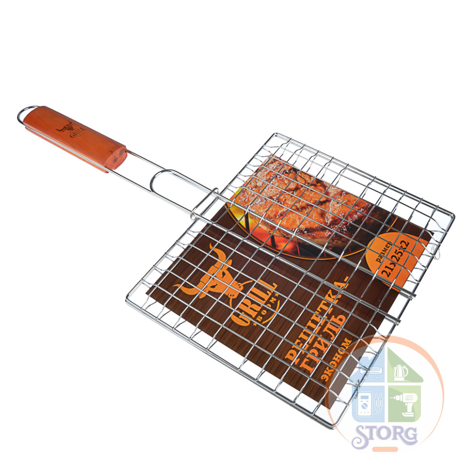 Решетка-гриль хром., 21х25х2см, эконом, GRILLBOOM