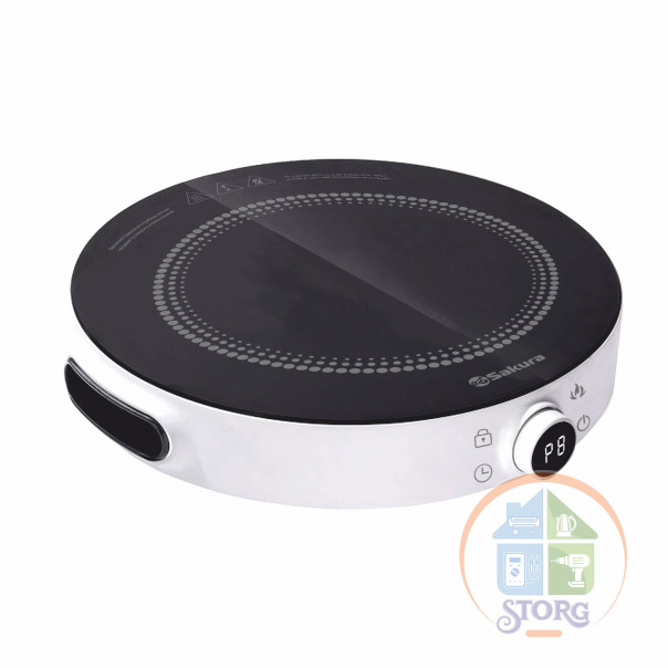 АКЦИЯ! Плитка индукционная SAKURA SA-7160W, 2200Вт, 1-конф, стеклокерамика, сенсор/механич.