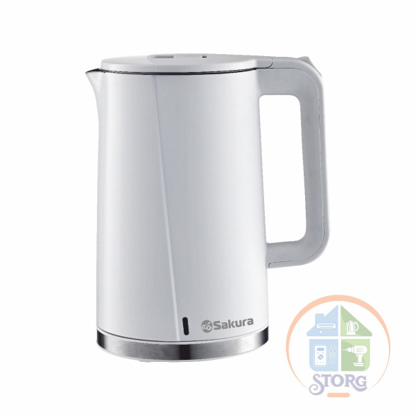 Чайник электрический SAKURA SA-2174W (Белый; Объем 1.7л; Мощность 1850-2200Вт;Термоиз.поверхность)