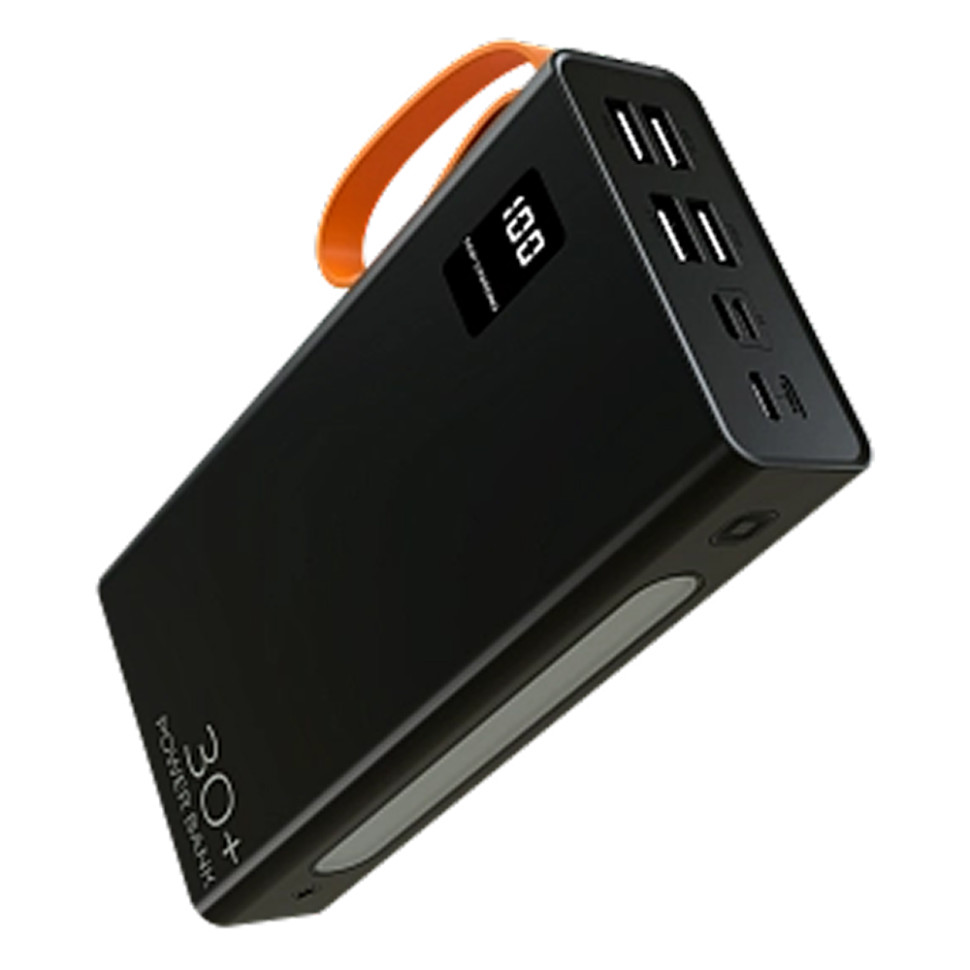 Внешний аккумулятор Power Bank More choice PB22-30, 30000 мАч, 2хUSB‑A, 2,1А, LED, фонарик, Черный