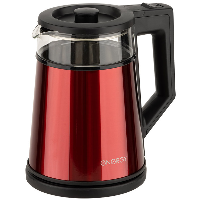Чайник электрический ENERGY E-200 Красный/Нерж.сталь; 1350Вт; 1,2л; Двойной корпус