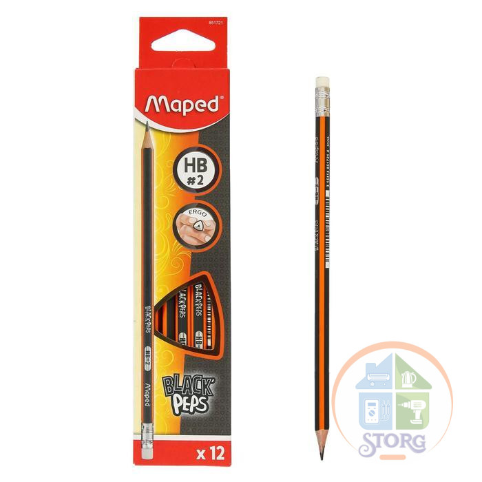 Карандаш HB MAPED "BLACK PEP'S DECO" трехгранный, с/л, к/к    (851760) (322283) (1/12)