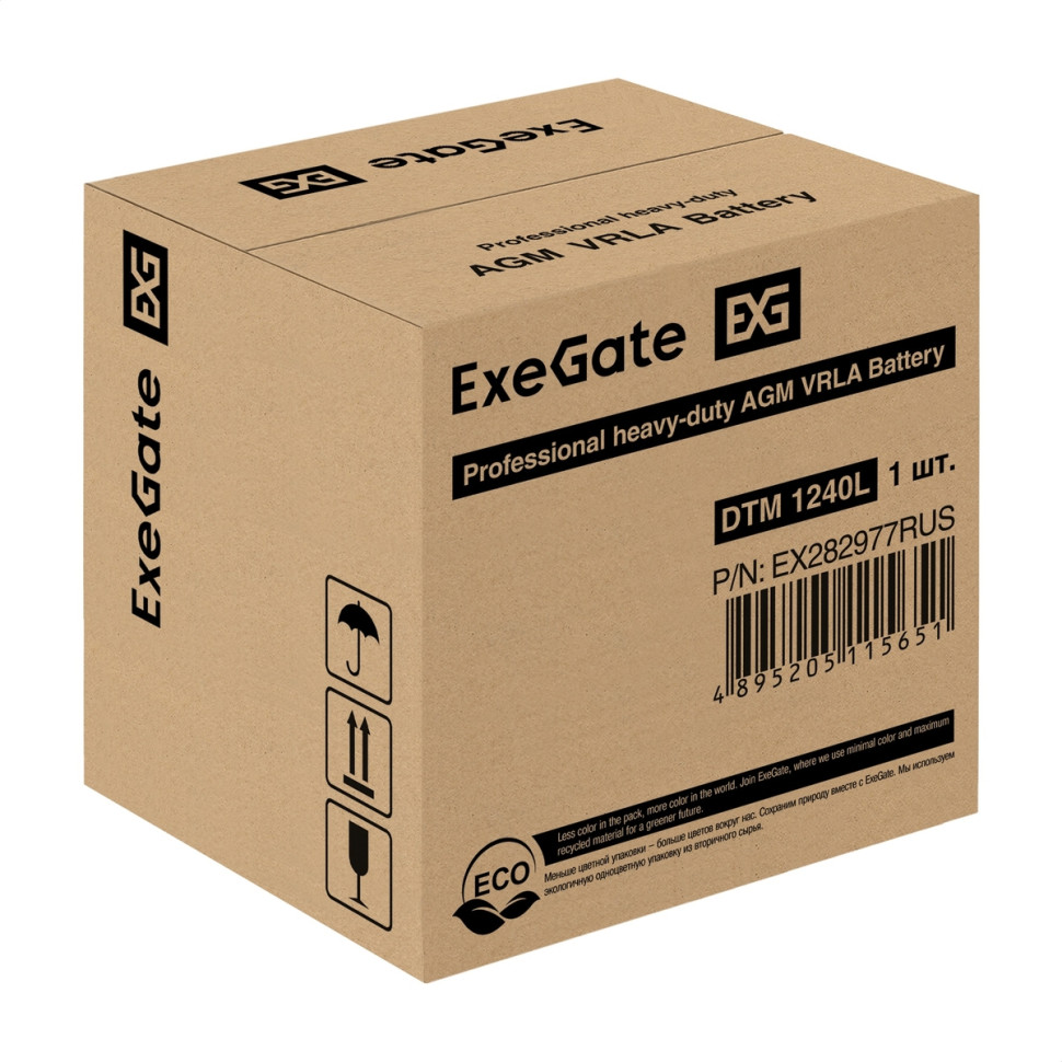 Батарея ExeGate EX282977RUS DTM 1240 L (12V 40Ah), клеммы под болт М5