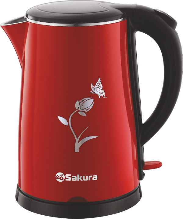 Чайник электрический SAKURA SA-2159BR (Черный/Красный; Мощность 2000Вт; Объем 1.8л;Нерж.сталь/Пласт)