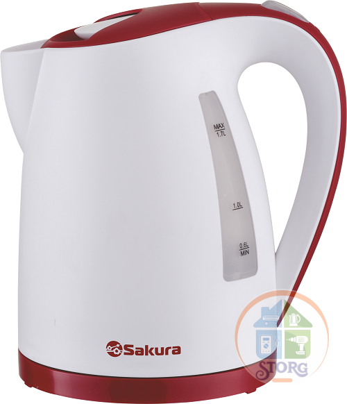 АКЦИЯ! Чайник электрический SAKURA SA-2346WR (Белый/Борд; 1.7л; 2200Вт; Пластиковый;Подсвет)