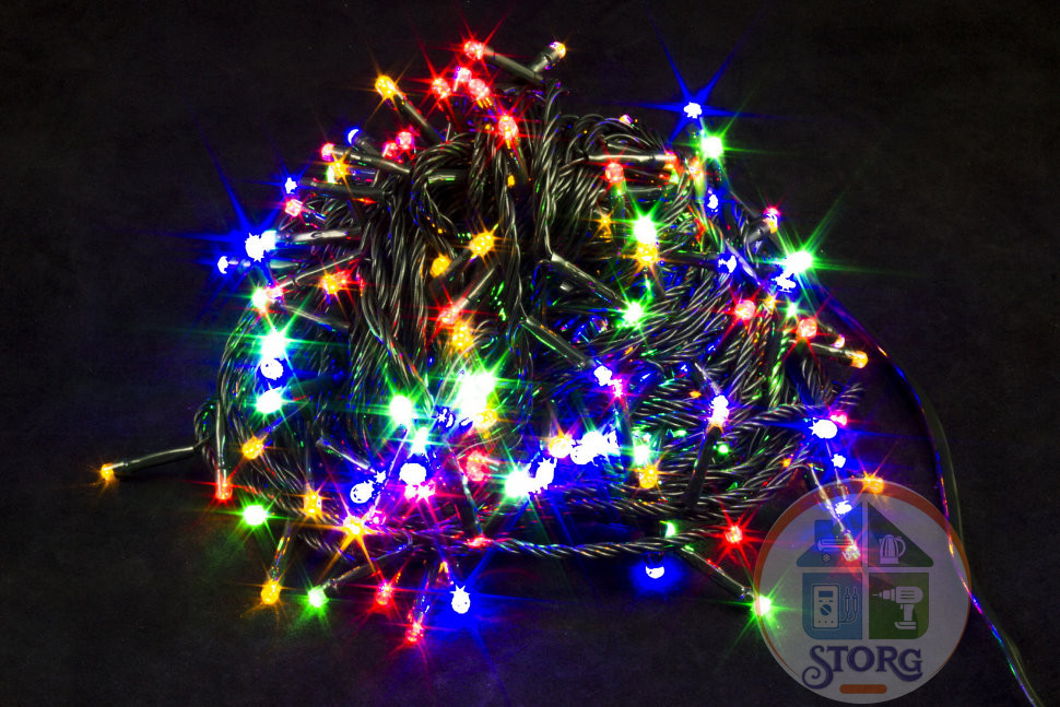 Уличная Гирлянда S-Torg LED 200л цветная 7цветов/светодиод черный провод