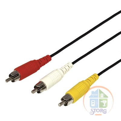 Шнур REXANT 3 RCA - 3 RCA, 3 м, черный (10 шт./уп.)