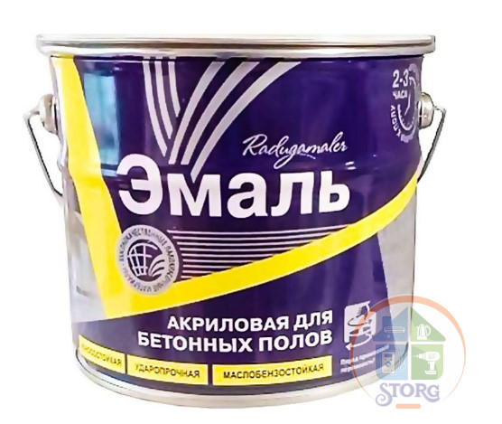 Эмаль акриловая для бетонных полов ЗЕЛЕНАЯ 3,5 кг Радуга MaLer