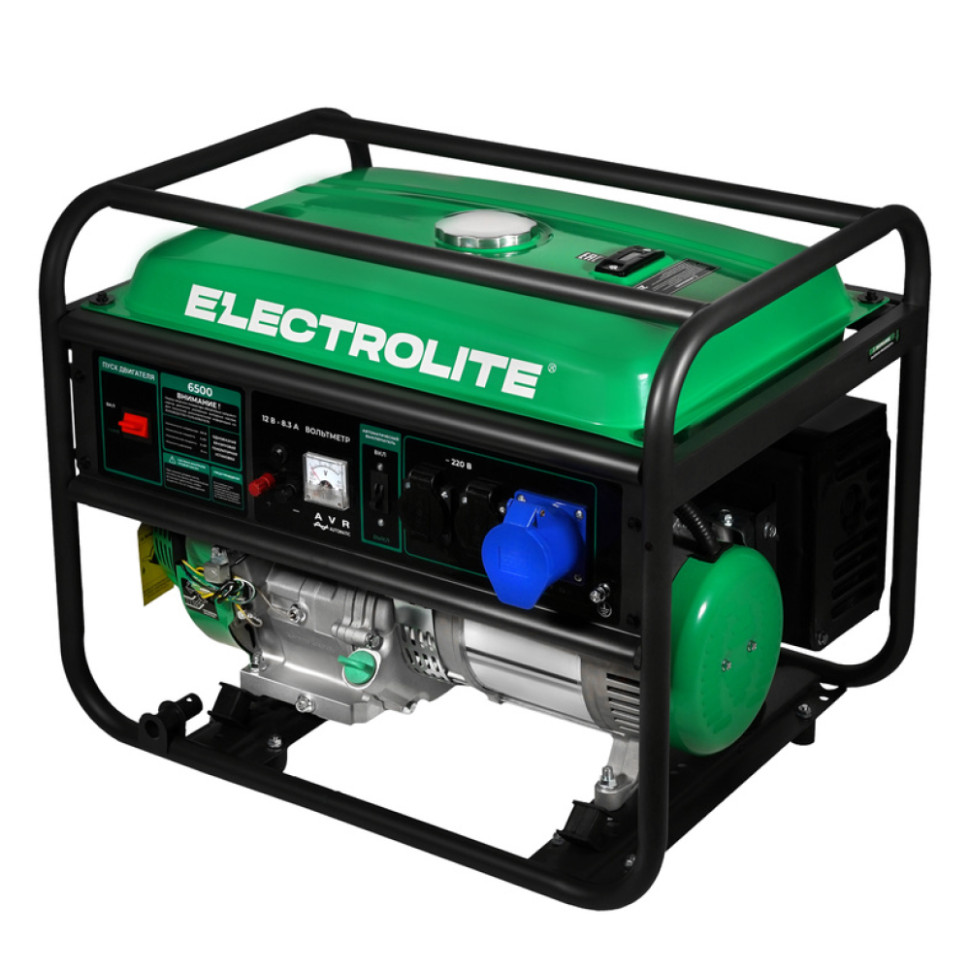 Генератор бензиновый ELECTROLITE 6500 ( 5/6кВт,ручной стартер, двиг. 389 куб.см, бак 25л, 80 кг)