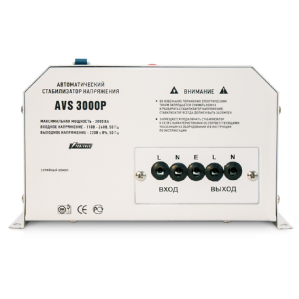 Стабилизатор напряжения релейный POWERMAN AVS 3000 P (настен., 3000ВА, 110-260В, КПД:98%, 1-фаза)