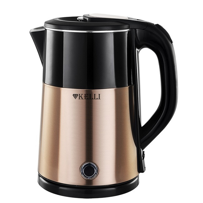 Чайник электрический KELLI KL-1802, Бронзовый, 2200Вт, 1.7л, металл.корпус