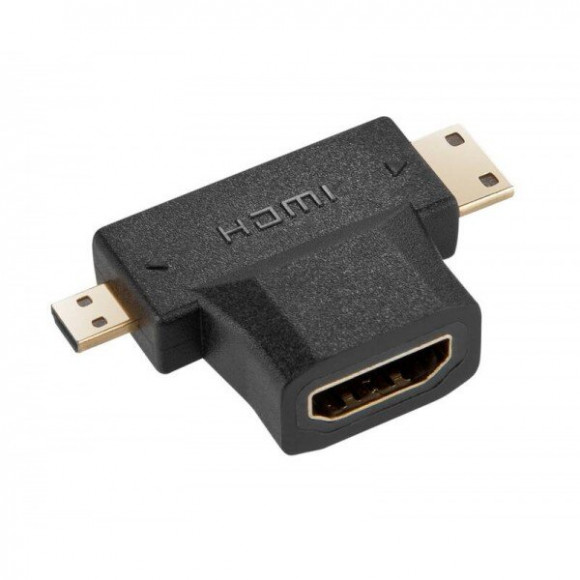 Переходник HDMI(F)/micro(M)+mini HDMI(M)