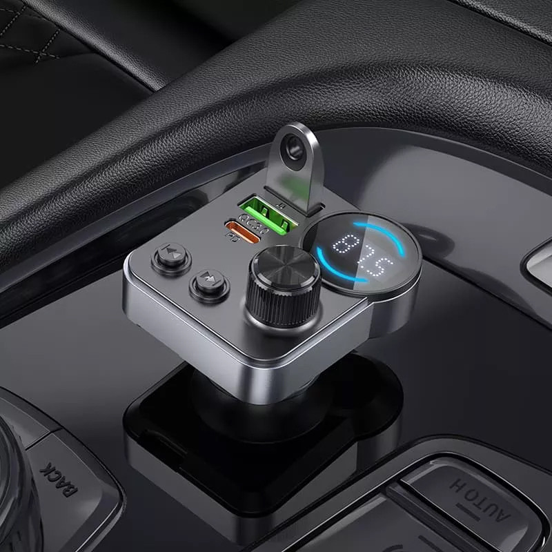 АЗУ Bluetooth FM Трансмиттер HOCO E86 Alegria 48W dual port PD30W+QC3.0 Черный