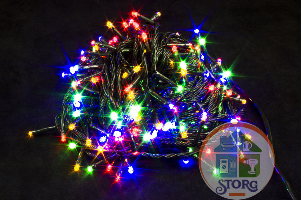 Уличная Гирлянда S-Torg LED 300л цветная 7цветов/светодиод черный провод