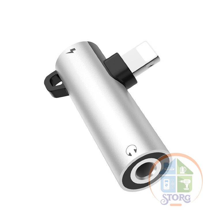 Адаптер HOCO LS21 Lightning ( iphone) на 3.5мм аудио конвертер ( silver )