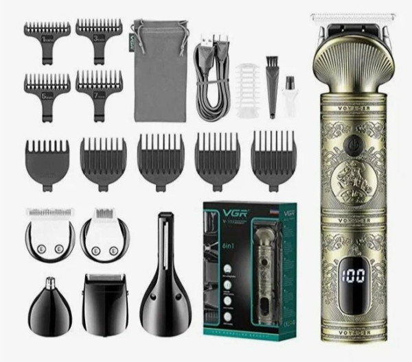 Машинка для стрижки / Набор 6в1 VGR V-106 Professional , Диспл., 180мин , Барбершоп
