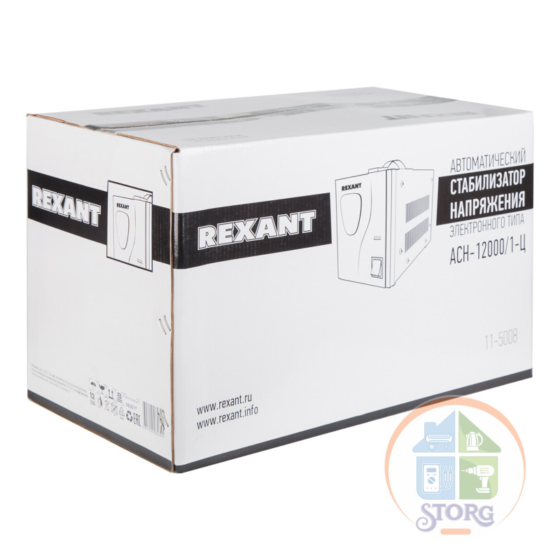 Стабилизатор напряжения релейный REXANT АСН-12000/1-Ц (12 кВт, 140-260В, 12 мес гарантия)