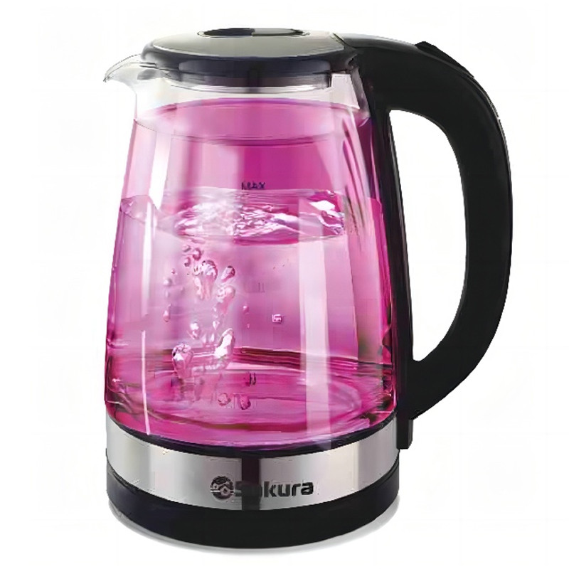 Чайник электрический SAKURA SA-2744P (1.8) стекло двухслойное, подсветка, Розовый