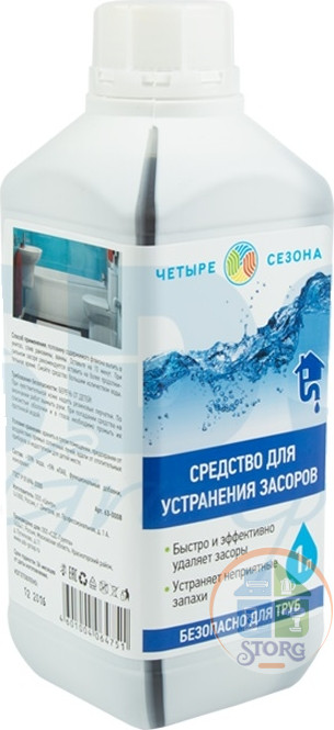 Средство для устранения засоров, 1 литр  ЧЕТЫРЕ СЕЗОНА