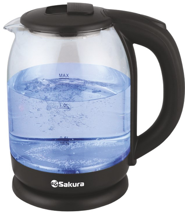 Чайник электрический SAKURA SA-2709SPBK PROMO (Объем 1.8л; Мощность 1500-1800Вт; Диск; Подсветка)