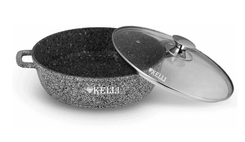 Сковорода-сотейник KELLI KL-4021-26 (Объем 4,5л; алюминевая; антипригарное мраморное покрытие) Сковорода-сотейник KELLI KL-4021-26 (Объем 4,5л; алюминевая; антипригарное мраморное покрытие)