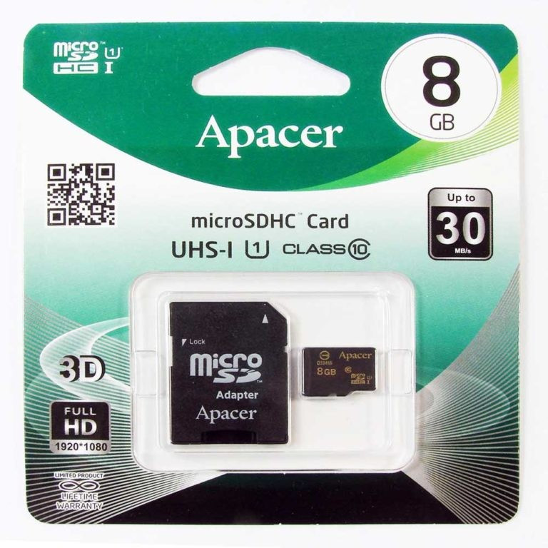 Флеш-накопитель Apacer microSD 8GB High-Capacity (Class 10) UHS-1