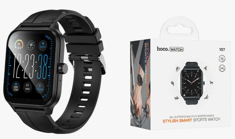Смарт-часы Hoco Y27 Smart Sports, 21 язык, 32 МБ ROM (black)