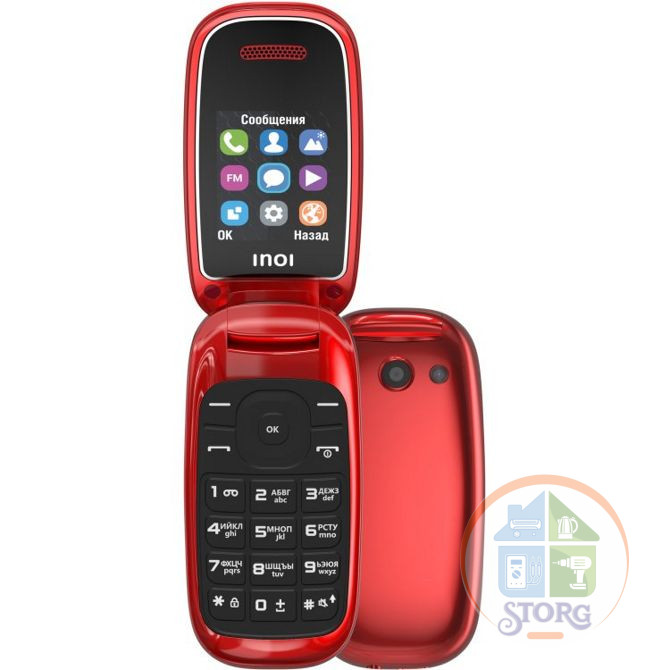 Мобильный телефон INOI 108R Red, 2 SIM, экран 1.8", TN (TFT), 160x128, камера 0.08 Мп, EDGE, Bluetooth, FM-радио, 600 мА*ч, фонарик