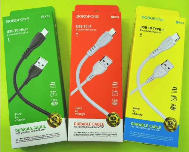 USB кабель Borofone BX51 Triumph charging data cable for Type-C (black)