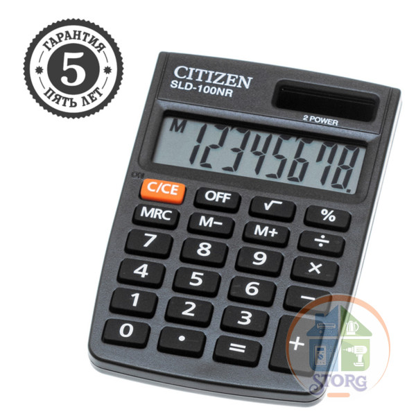 Калькулятор карманный Citizen SLD-100NR, 8 разрядов, двойное питание, 58*88*10мм, черный 9309205