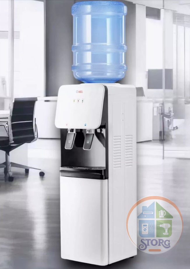 Кулер для воды AEL LK-AEL-85C WHITE/BLACK с нагревом и шкафчиком