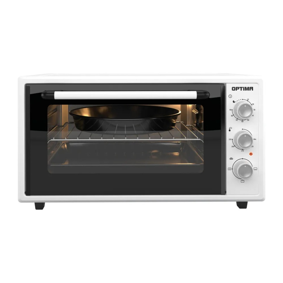 Духовой шкаф OPTIMA MO-48W, белый, 48л, 1600 Вт, эмал.внутр.поверх., лампа, таймер