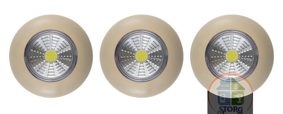 Фонарь-подсветка сд PUSHLIGHT 3Pack слоновая кость, COB 3 Вт, 3 шт, бат. 3xAAA, Ritter
